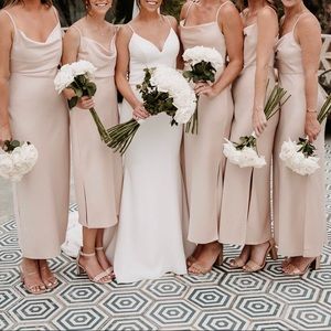 BHLDN Cali Satin Charmeuse Dress in Oyster